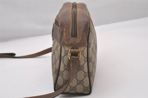 Authentic GUCCI Web Sherry Line Shoulder Cross Bag GG PVC Leather Brown 3026I
