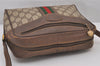 Authentic GUCCI Web Sherry Line Shoulder Cross Bag GG PVC Leather Brown 3026I