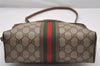 Authentic GUCCI Web Sherry Line Shoulder Cross Bag GG PVC Leather Brown 3026I