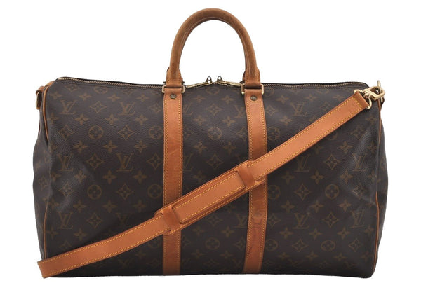 Authentic Louis Vuitton Monogram Keepall Bandouliere 45 M41418 Boston Bag 3031I