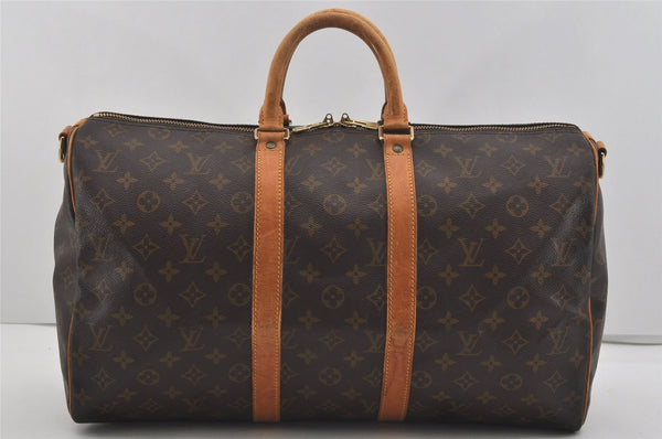 Authentic Louis Vuitton Monogram Keepall Bandouliere 45 M41418 Boston Bag 3031I