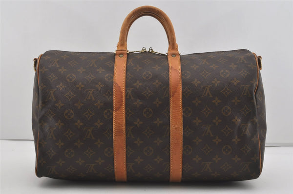 Authentic Louis Vuitton Monogram Keepall Bandouliere 45 M41418 Boston Bag 3031I