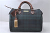 Authentic POLO Ralph Lauren Check PVC Leather Hand Boston Bag Green 3036D