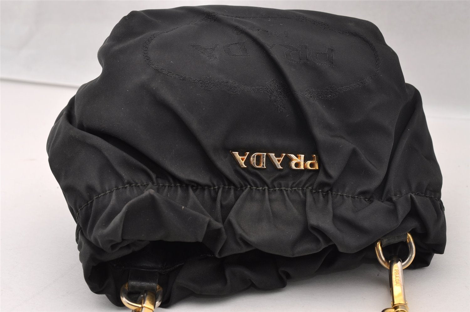 Authentic PRADA Nylon Tessuto Leather Shoulder Cross Body Bag Purse Black 3037I