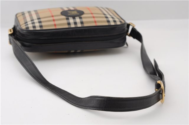 Authentic Burberrys Nova Check Shoulder Cross Bag Canvas Leather Beige 3044F