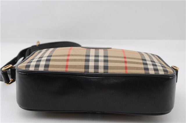 Authentic Burberrys Nova Check Shoulder Cross Bag Canvas Leather Beige 3044F