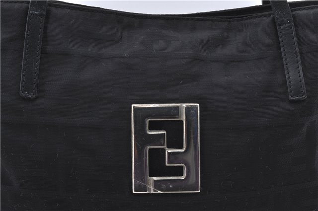 Authentic FENDI Zucca Shoulder Hand Bag Nylon Leather Black 3046D