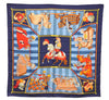 Authentic HERMES Carre 90 Scarf "CHOCS EN PLUMES" Silk Navy 3051E