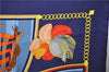 Authentic HERMES Carre 90 Scarf "CHOCS EN PLUMES" Silk Navy 3051E