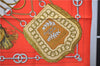 Authentic HERMES Carre 90 Scarf "Cliquetis" Silk Orange 3054E