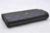 Authentic CHANEL Lamb Skin Matelasse Long Wallet Purse Black CC 3055D