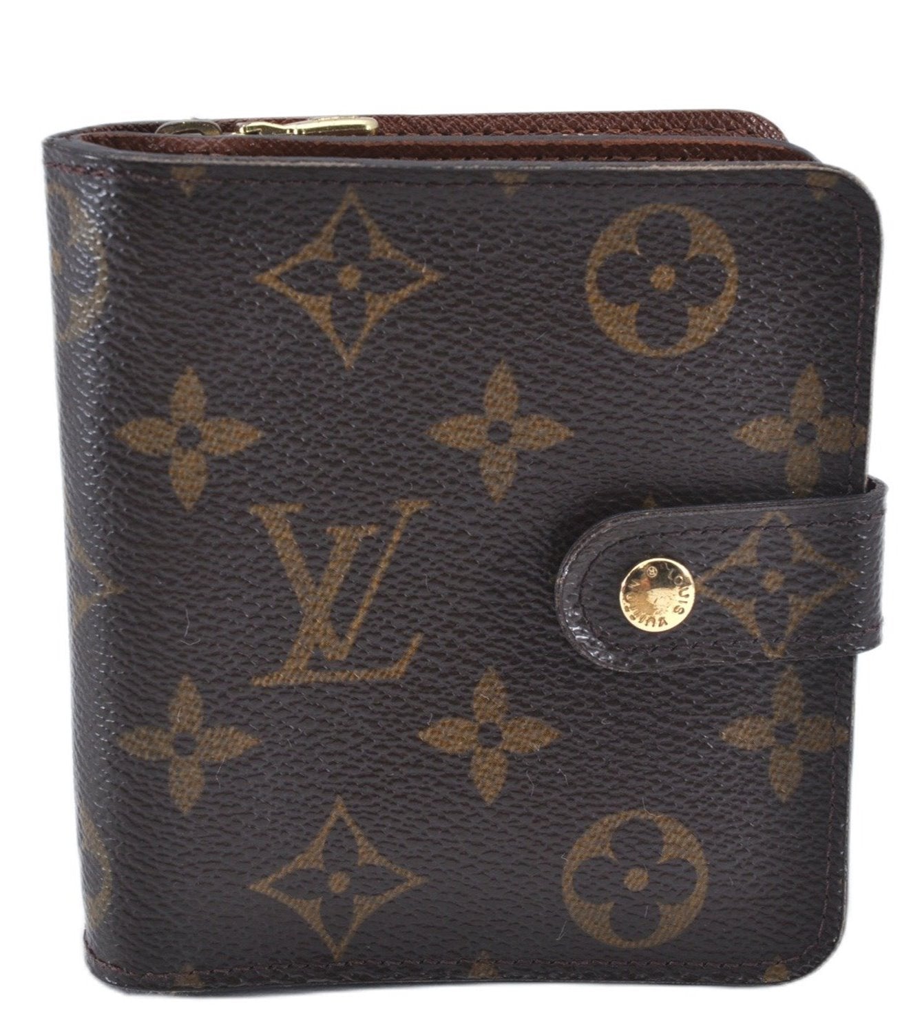 Authentic Louis Vuitton Monogram Compact Zip Bifold Wallet Purse M61667 LV 3056F