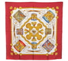 Authentic HERMES Carre 90 Scarf "LES TAMBOURS" Silk Red 3075E