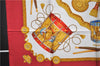 Authentic HERMES Carre 90 Scarf "LES TAMBOURS" Silk Red 3075E