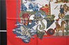 Authentic HERMES Carre 90 Scarf "Au FIL de la SOIE" Silk Red 3078E