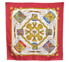 Authentic HERMES Carre 90 Scarf "LES TAMBOURS" Silk Red 3079E