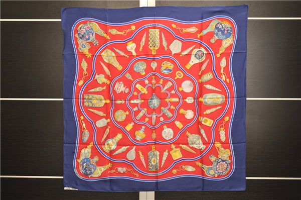 Authentic HERMES Carre 90 Scarf "Qu' importe le flacon" Silk Navy 3083E