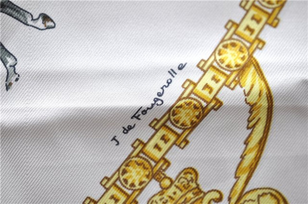 Authentic HERMES Carre 90 Scarf "Buckingham Palace" Silk Red 3087D
