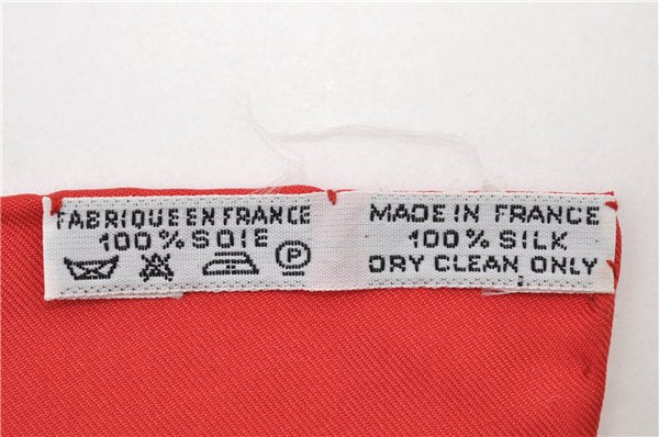 Authentic HERMES Carre 90 Scarf "Buckingham Palace" Silk Red 3087D