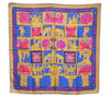 Authentic HERMES Carre 90 Scarf "TORANA" Silk Blue Beige Box 3087E