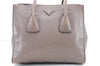 Authentic PRADA Leather Shoulder Hand Bag Gray 3091D