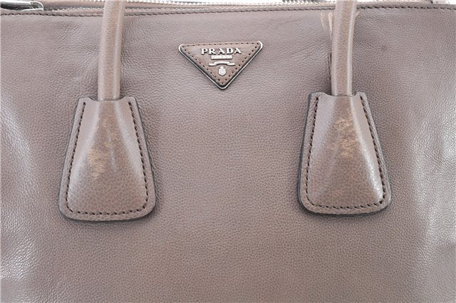 Authentic PRADA Leather Shoulder Hand Bag Gray 3091D