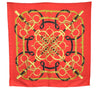 Authentic HERMES Carre 90 Scarf "Eperon d'or" Silk Red 3091E