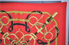 Authentic HERMES Carre 90 Scarf "Eperon d'or" Silk Red 3091E