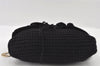 Authentic FENDI Chef Bag Vintage Shoulder Bag Purse Knit Leather Black 3091I