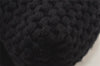 Authentic FENDI Chef Bag Vintage Shoulder Bag Purse Knit Leather Black 3091I