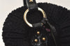 Authentic FENDI Chef Bag Vintage Shoulder Bag Purse Knit Leather Black 3091I