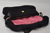 Authentic FENDI Chef Bag Vintage Shoulder Bag Purse Knit Leather Black 3091I