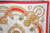 Authentic HERMES Carre 90 Scarf "KOSMIMA" Silk Red 3092E