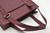 Authentic Cartier Cabochon Shoulder Tote Bag Purse Leather Bordeaux Red 3092I