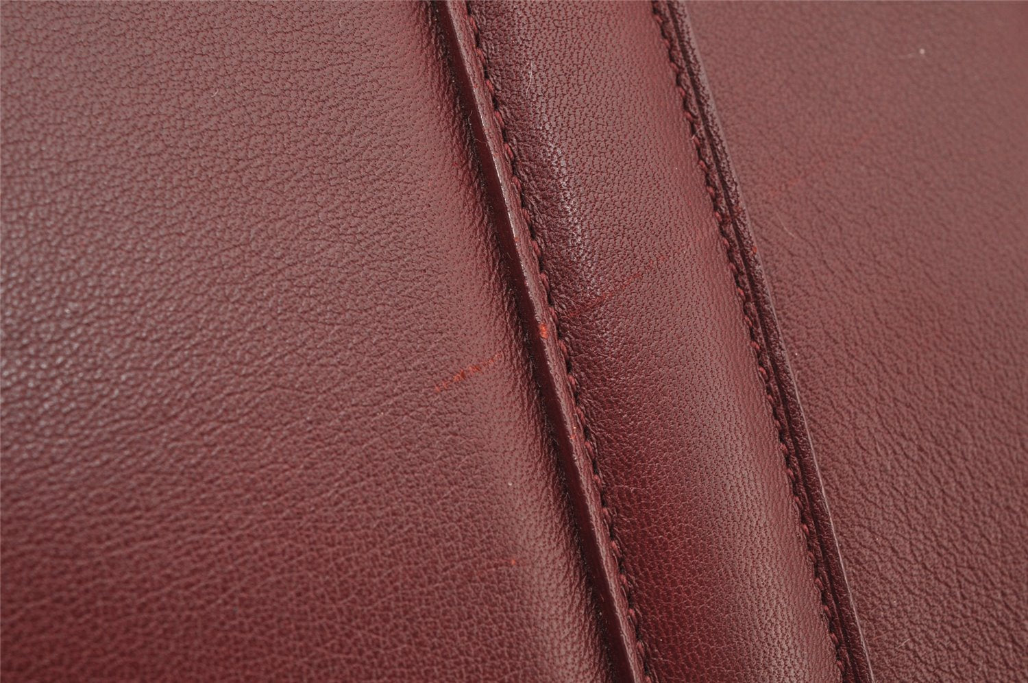 Authentic Cartier Cabochon Shoulder Tote Bag Purse Leather Bordeaux Red 3092I