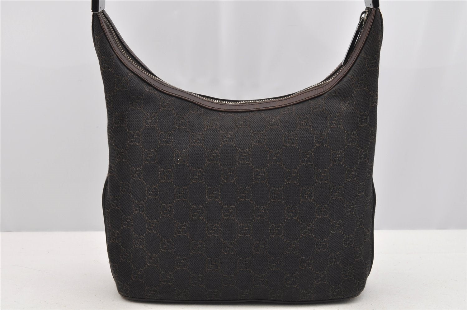 Authentic GUCCI Shoulder Hand Bag Purse GG Canvas Leather 01234 Brown 3093I