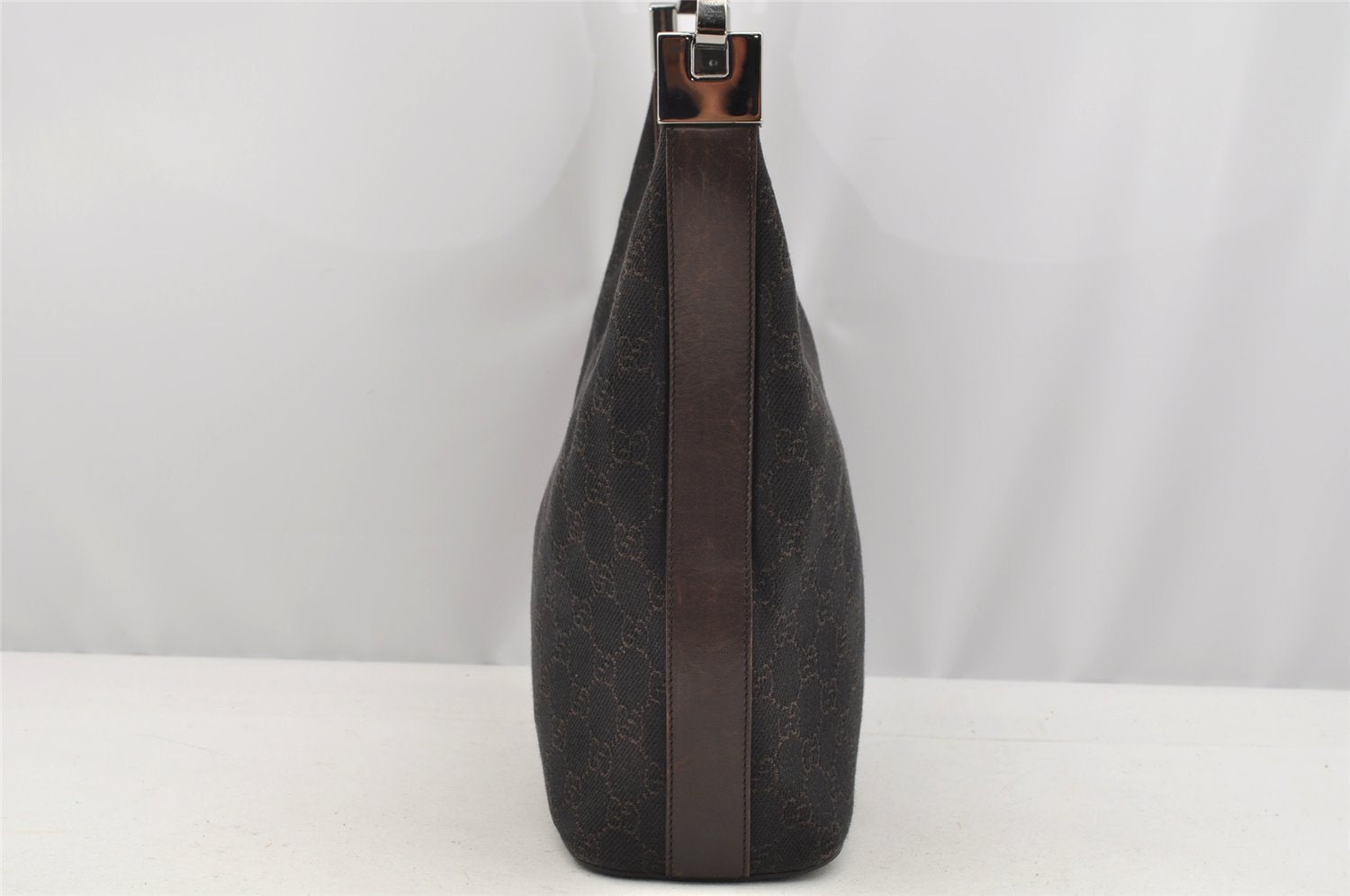 Authentic GUCCI Shoulder Hand Bag Purse GG Canvas Leather 01234 Brown 3093I