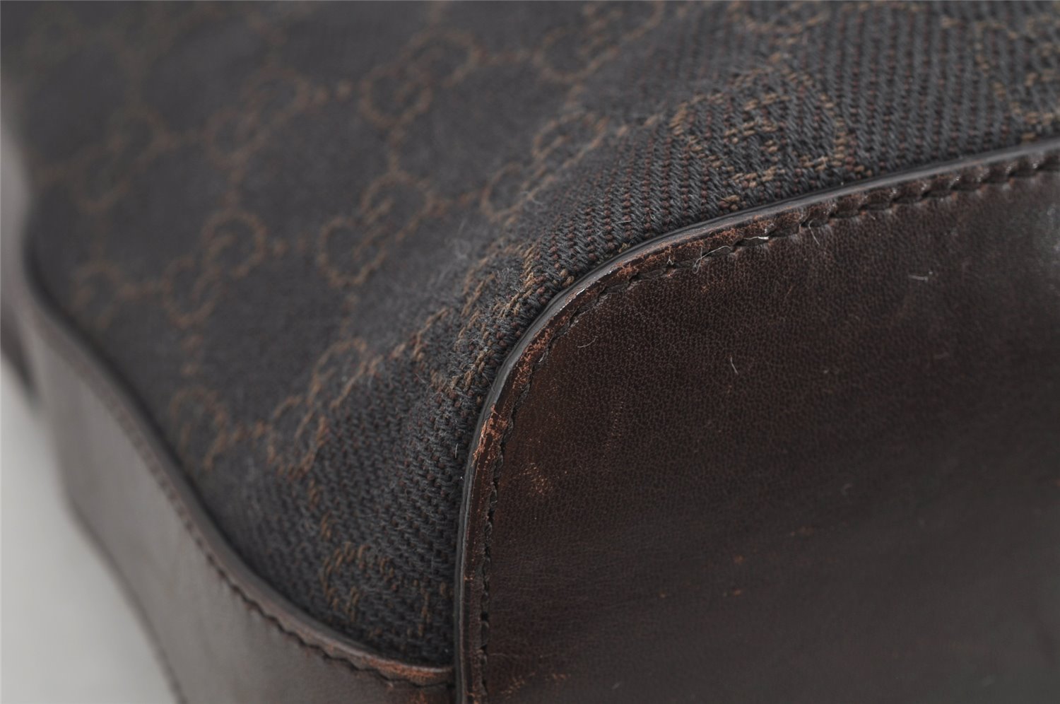 Authentic GUCCI Shoulder Hand Bag Purse GG Canvas Leather 01234 Brown 3093I