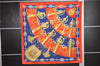 Authentic HERMES Carre 90 Scarf "Cliquetis" Silk Orange 3094E