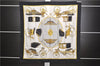 Authentic HERMES Carre 90 Scarf "LES VOITURES A TRANSFORMATION" Silk Black 3095E