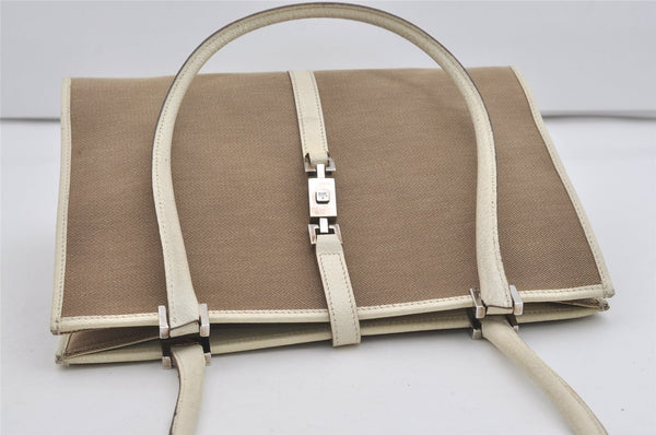 Authentic GUCCI Jackie Shoulder Hand Bag GG Canvas Leather 0021073 Beige 3095I