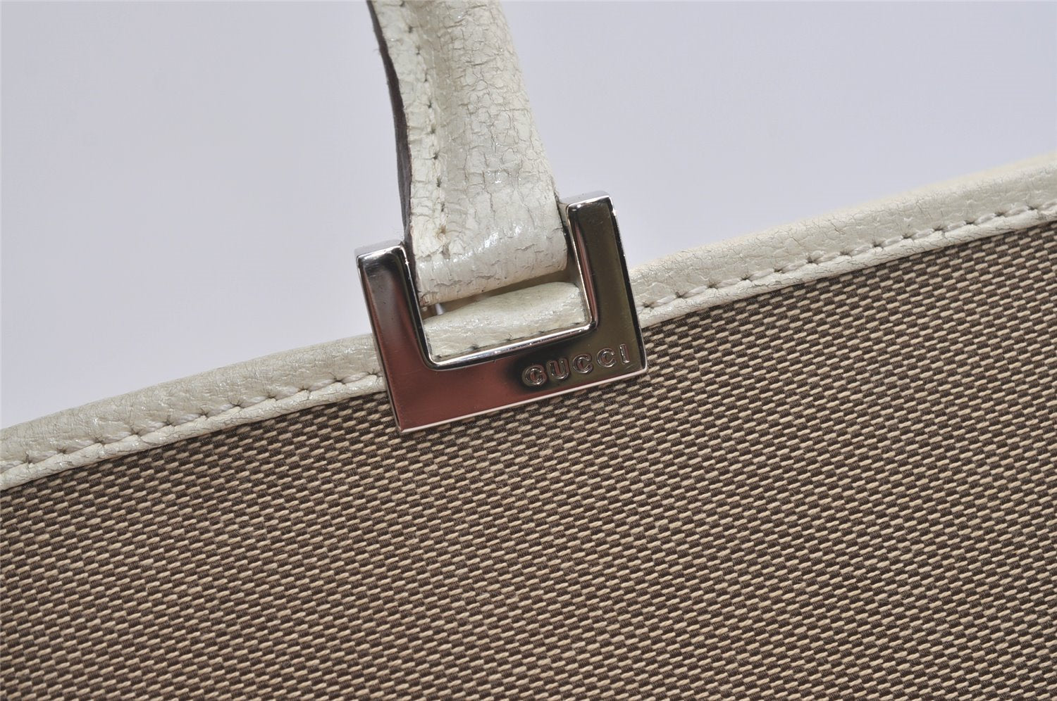 Authentic GUCCI Jackie Shoulder Hand Bag GG Canvas Leather 0021073 Beige 3095I