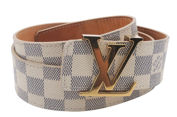 Auth Louis Vuitton Damier Azur Ceinture Initial Belt 80cm 31.5" M9609 LV 3096D