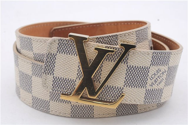 Auth Louis Vuitton Damier Azur Ceinture Initial Belt 80cm 31.5" M9609 LV 3096D