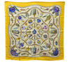 Authentic HERMES Carre 90 Scarf "Qu' importe le flacon" Silk Yellow 3099D