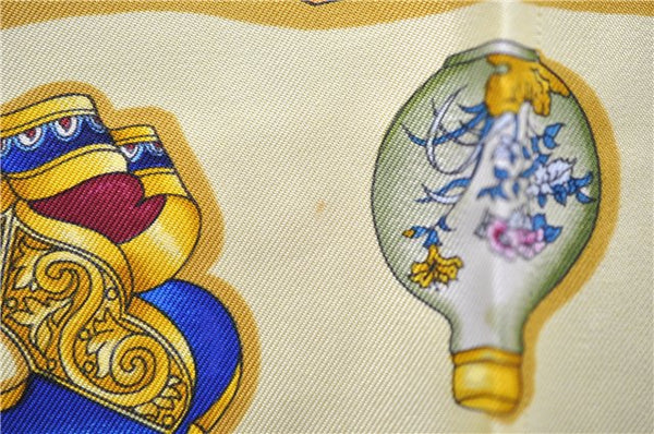 Authentic HERMES Carre 90 Scarf "Qu' importe le flacon" Silk Yellow 3099D