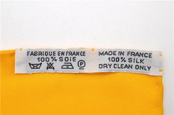 Authentic HERMES Carre 90 Scarf "Qu' importe le flacon" Silk Yellow 3099D