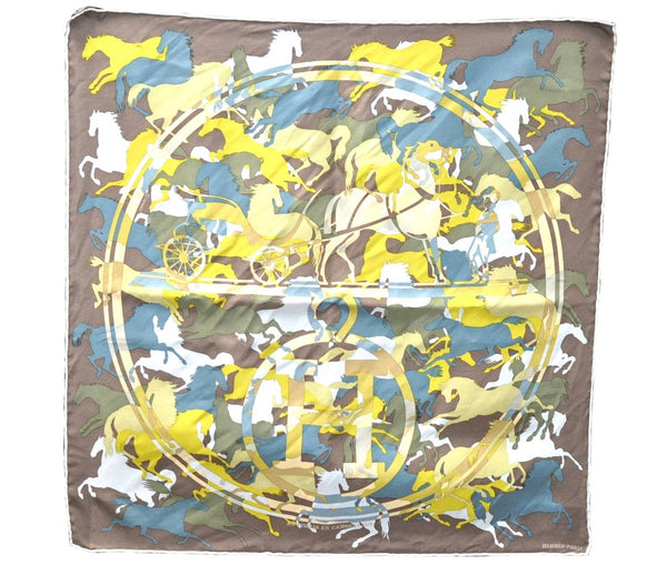 HERMES Petit Carre 40 Scarf Handkerchief "EN CAMOUFLAGE" Silk Blue Box 3100D