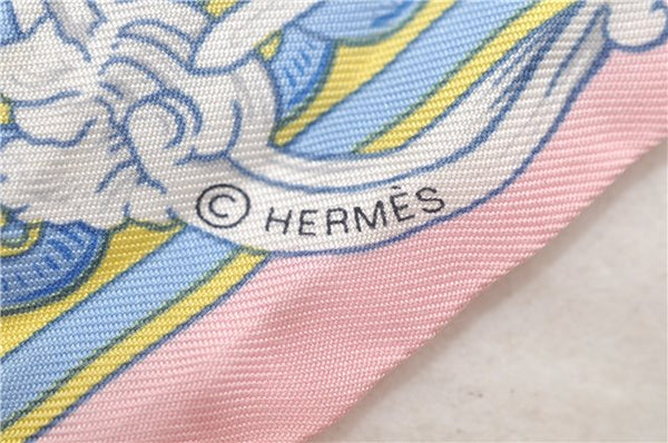 Authentic HERMES Twilly Scarf Silk "BRIDE de Cour" Pink Box 3101D