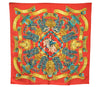 Authentic HERMES Carre 90 Scarf "EUROPE" Silk Red 3101E